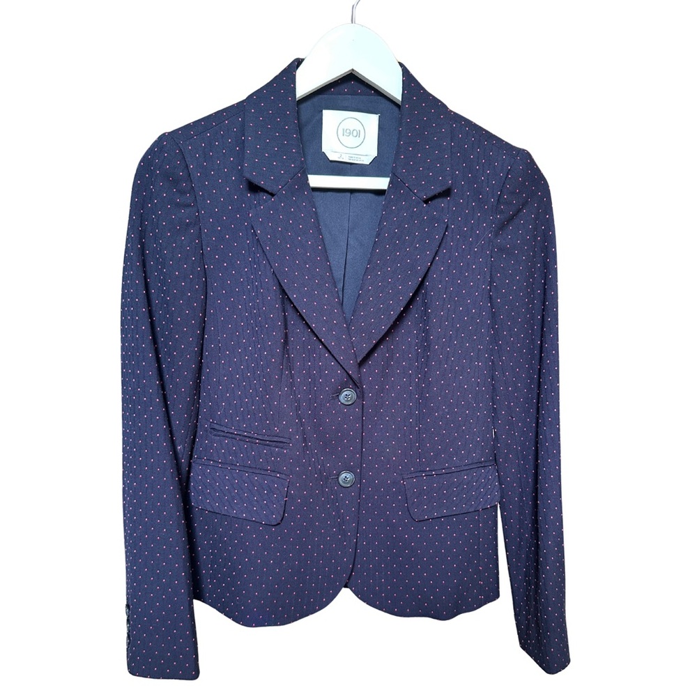 Women's Navy Blazer with Red Polkadots